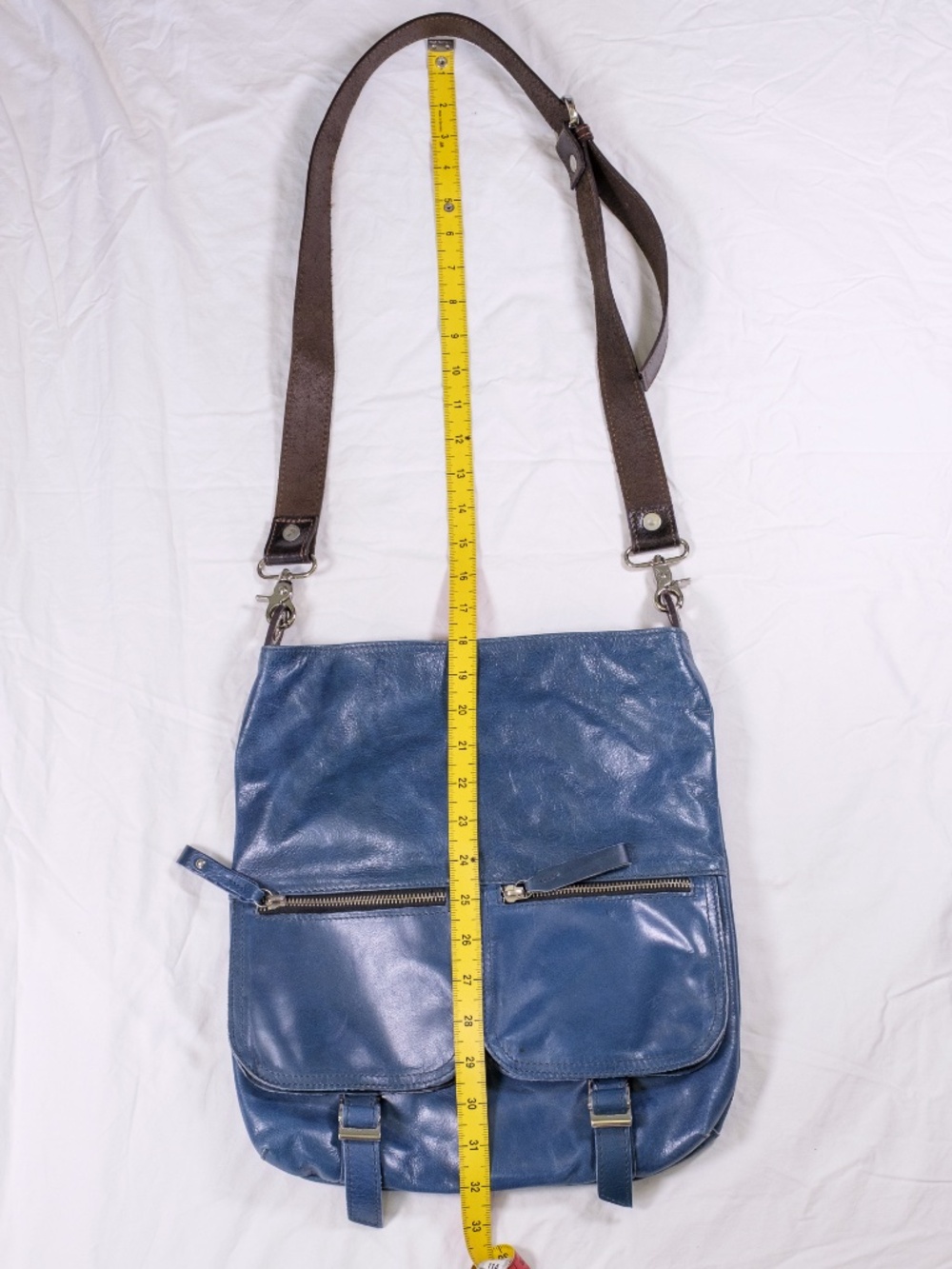 Tano Blue Teal Leather Crossbody Bag - Picture 6 of 12